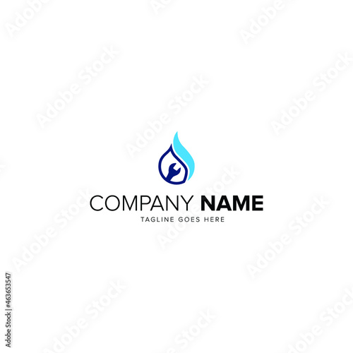 Water drop Logo design vector template Linear style. Blue Droplet lines aqua Logotype icon