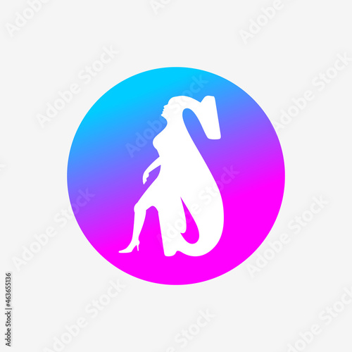 letter s logo, letter icon and walking woman in blue pink dots. creative logo icon