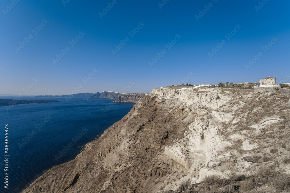 Natural landscapes, volcanic scenery with Aegean seascape in Santorini Island, Greece Natural landscapes, volcanic scenery with Aegean seascape in Santorini Island, Greece