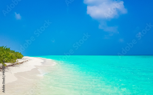 Color gradient at sandbank islands Madivaru Finolhu Rasdhoo Atoll Maldives.