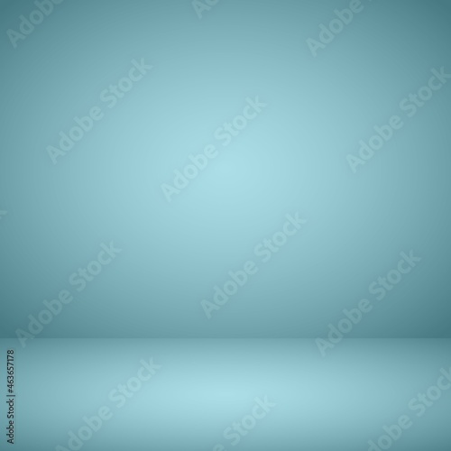 Soft turquoise empty room studio used for background or display your product in square frame.