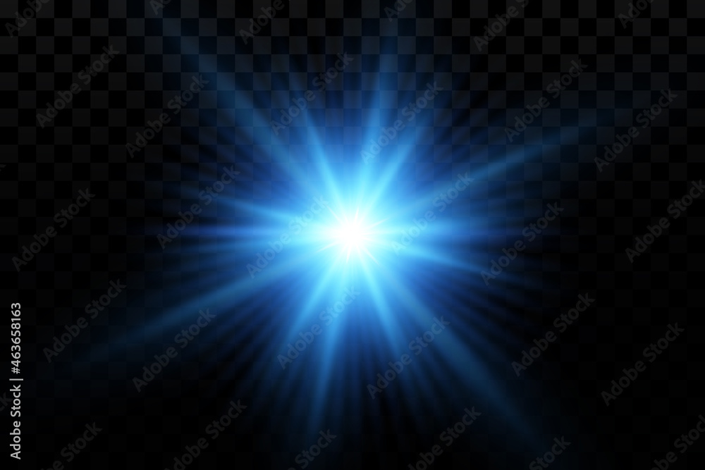 Glow effect. Blue glowing particles, stars. Vector illustration.