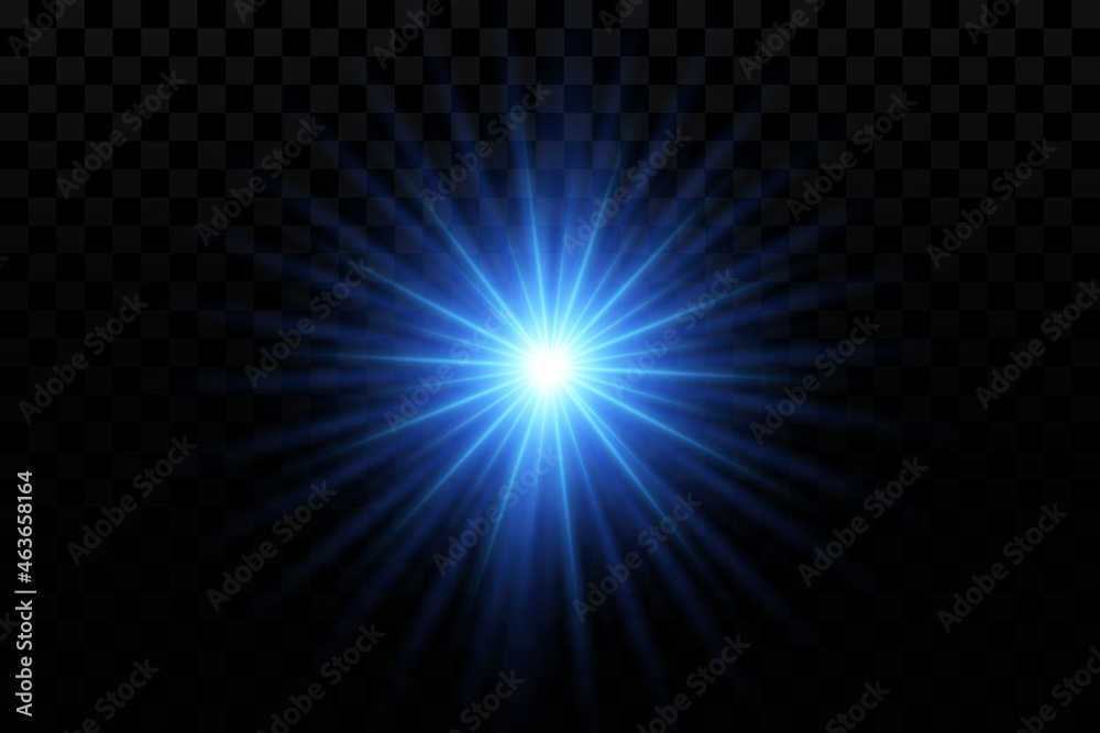 Obraz premium Glow effect. Blue glowing particles, stars. Vector illustration.