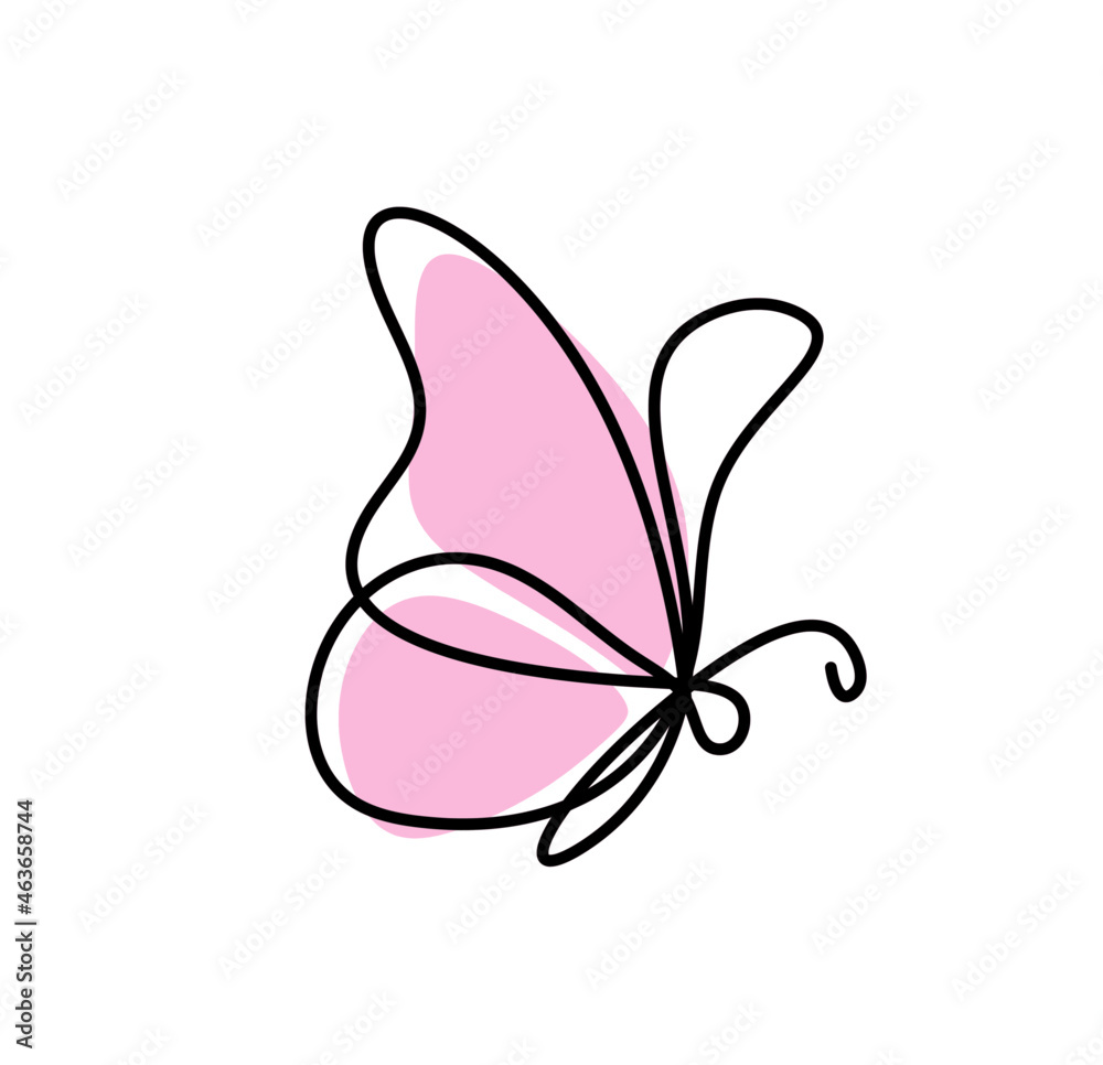Color butterfly as line drawing, isolated on the white. Vector