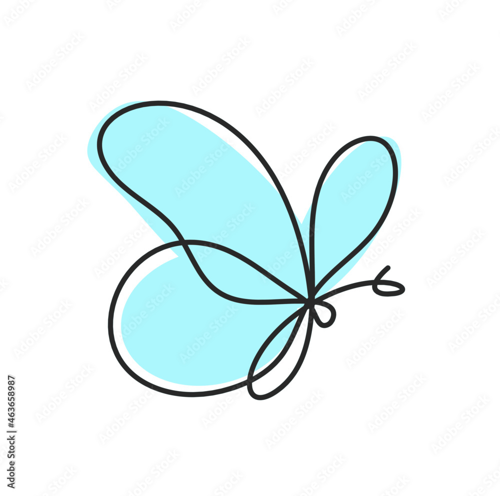 Color butterfly as line drawing, isolated on the white. Vector Color butterfly as line drawing, isolated on the white. Vector
