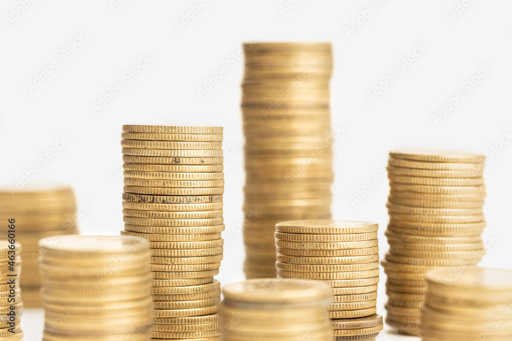 Pile of Coins on white background. Money or finance concept Pile of Coins on white background. Money or finance concept