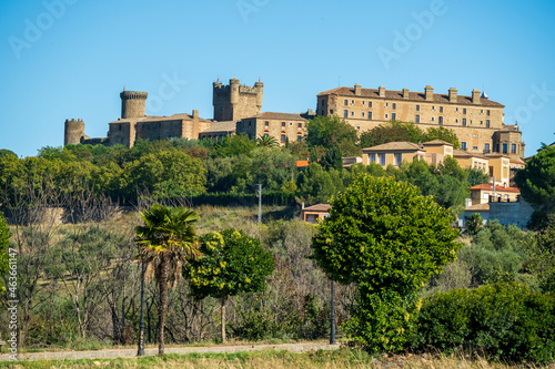Medieval castle of the town of oropesa in the province of toledo during a sunny day with blue sky photo
