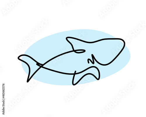 Color silhouette of fish as line drawing on white background. Vector  