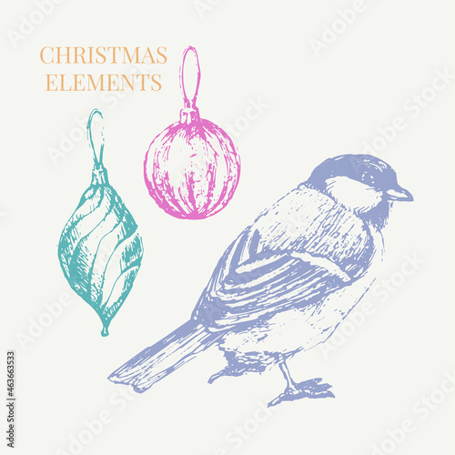 Wallpaper Mural New year and christmas set sketch illustration Torontodigital.ca