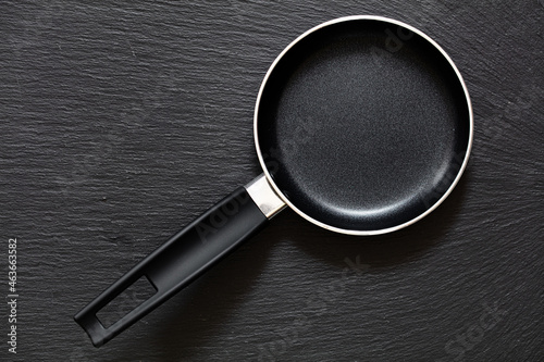 frying pan on black background