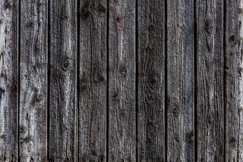 Wooden fence wall background, Old brown wood texture with rust in vertical lines, Panoramic natural background, Can be used as backdrop or graphic design.