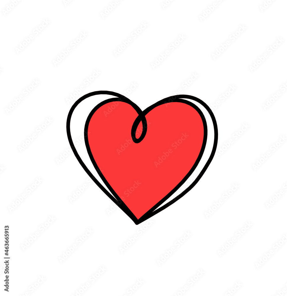 Abstract color heart as continuous line drawing on white background. Vector	