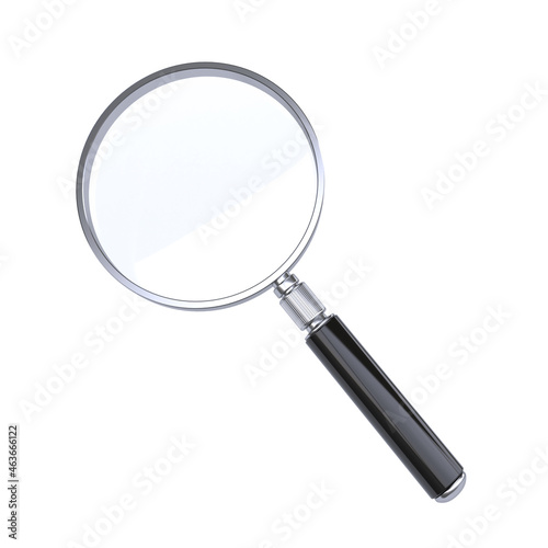 Magnifier isolated on white background 3d rendering
