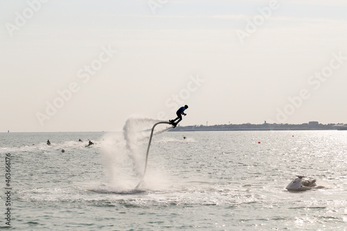 flyboard on the sea in the resort town