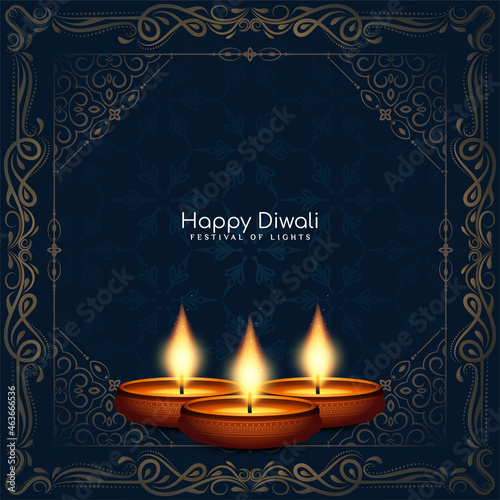 Happy Diwali religious festival decorative frame background design