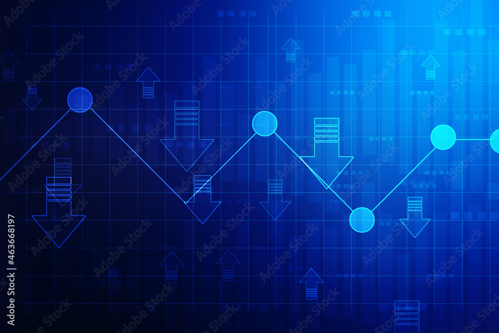 2d rendering Stock market online business concept. business Graph 