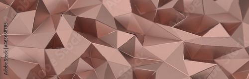 Abstract 3D render illustration,Surface gold crystal geometric triangle and Polygonal shapes template