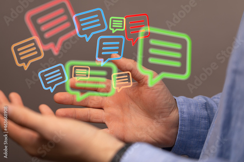  hand using mobile smartphone with email icon, Email concept, copy space