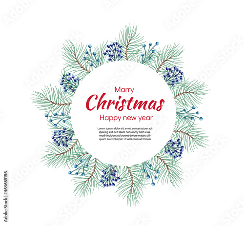 Christmas background with fir branches, gifts and sweets.