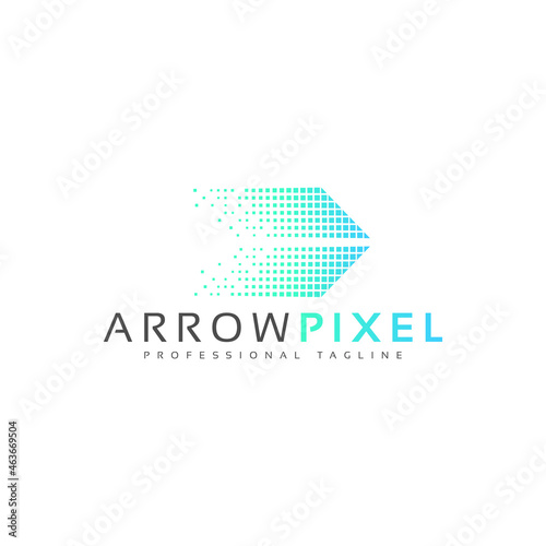 modern futuristic tech technology arrow pixel logo design