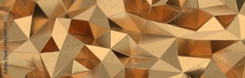 Gold polygon background 3d rendering, 3d illustration. Abstract triangle background. Gold background. Abstract Gold polygon wallpaper
