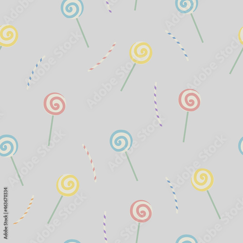 Cute candy and lolipop seamless pattern. Vector illustration.
