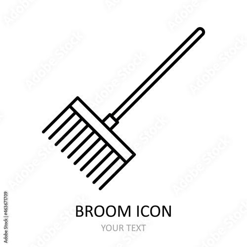 Vector illustration with broom icon. Outline symbol.