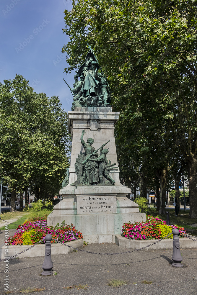 Imposing monument which pays homage to the children of the department who died during the war of 1870 - 1871 and in the colonies. Melun, Seine-et-Marne department, Ile-de-France region, France.