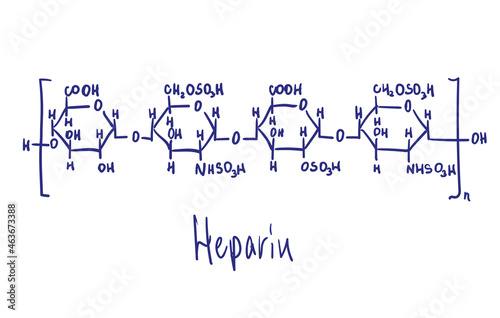 Heparin chemical structure. Vector illustration Hand drawn.