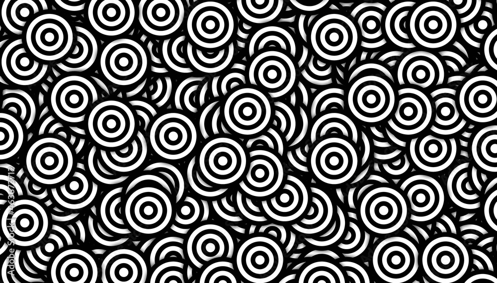 black and white line circles
