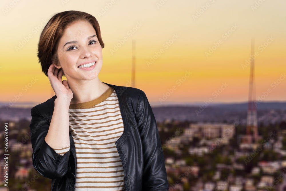 Beautiful woman with perfect hair posing in fashion Beautiful woman with perfect hair posing in fashion