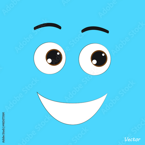 Smile symbol on blue background. Vector creative cartoon style happy enjoy emotion icon illustration design template .