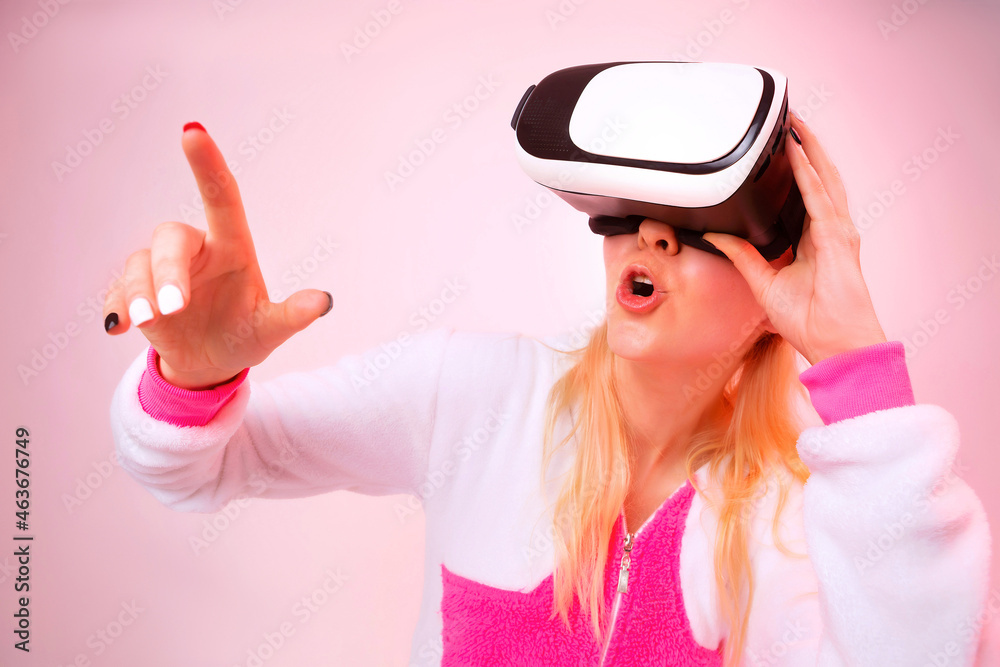 Beautiful girl in virtual reality glasses Beautiful girl in virtual reality glasses