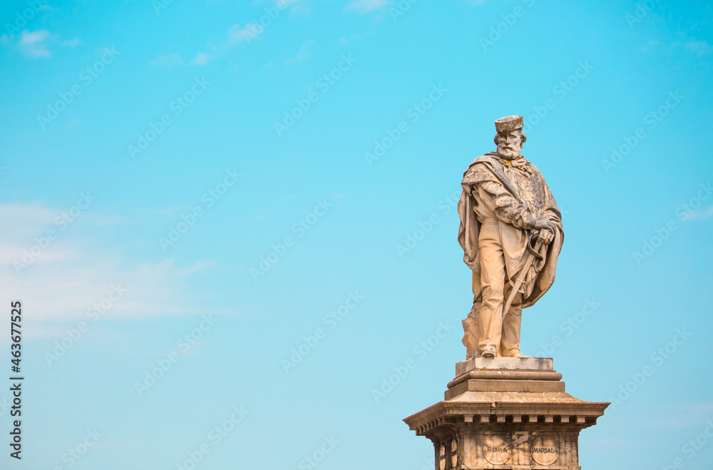 Statues in Rome, monument antique vintage Italy, with copy space