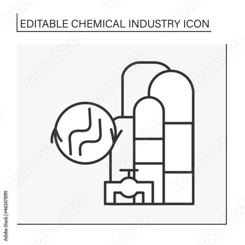  Gas processing line icon. Processes to purify raw natural gas for using. Chemical industry concept. Isolated vector illustration. Editable stroke
