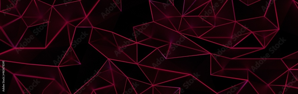 3d render, abstract magenta crystal background, faceted texture, macro panorama, wide panoramic polygonal wallpaper