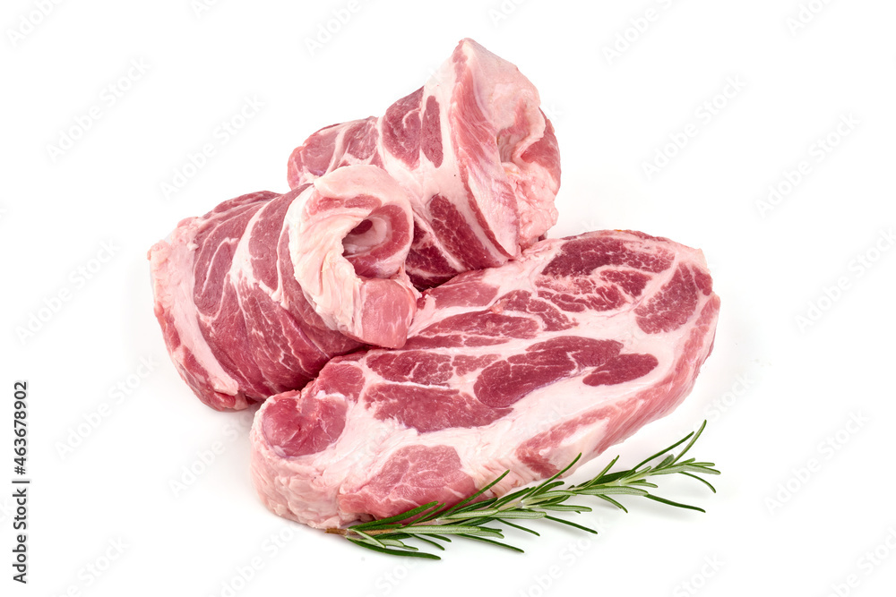 Boston butt steak, isolated on white background. Boston butt steak, isolated on white background.