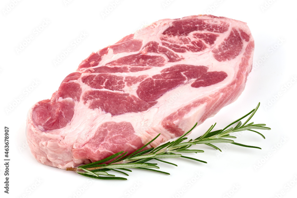 Boston butt steak, isolated on white background. Boston butt steak, isolated on white background.