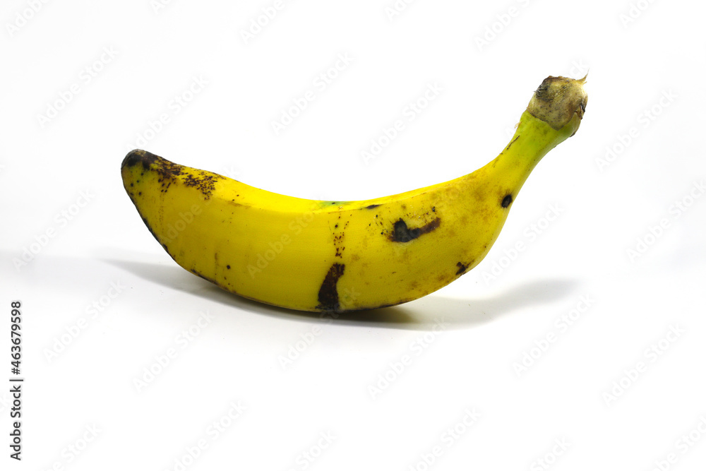 Close-up view of ripe yellow banana isolated on white background Close-up view of ripe yellow banana isolated on white background