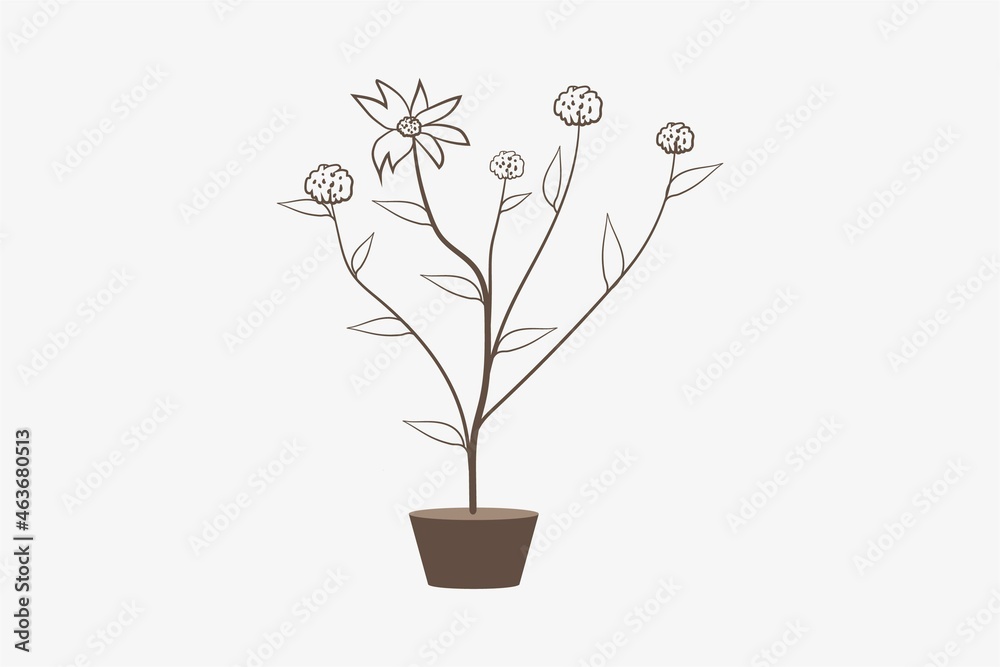 flower line art isolated vector illustration