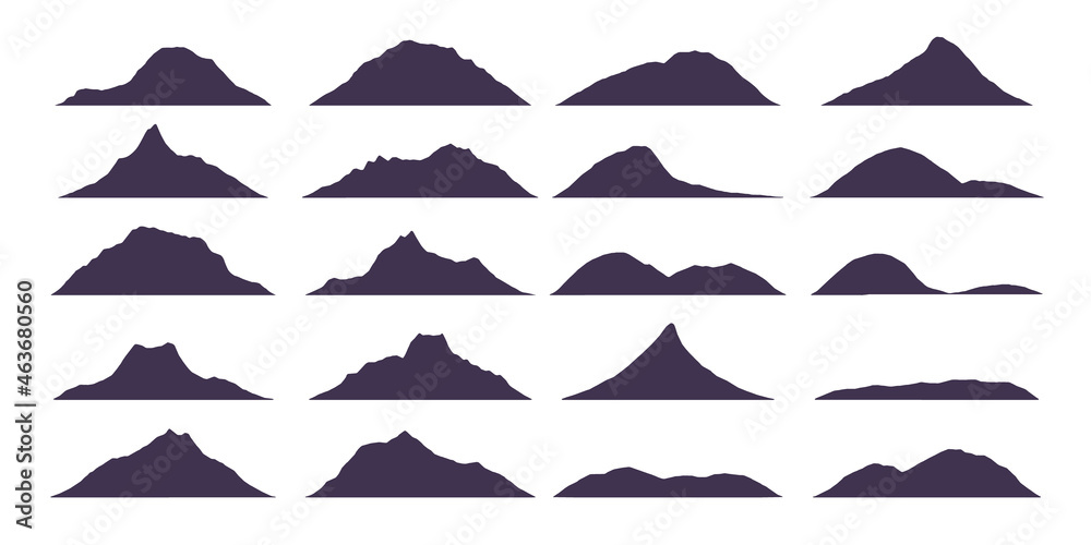 Terrain. Mountains vector silhouettes on the white background. Terrain. Mountains vector silhouettes on the white background.