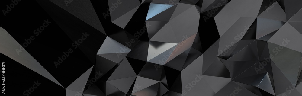 Modern black metal low poly backdrop