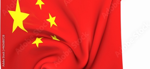 china red flag with yellow stars 3d