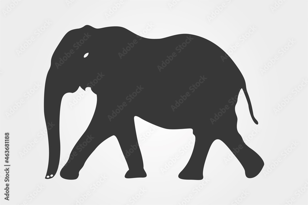 Fototapeta premium Elephant silhouette vector illustration isolated on white background