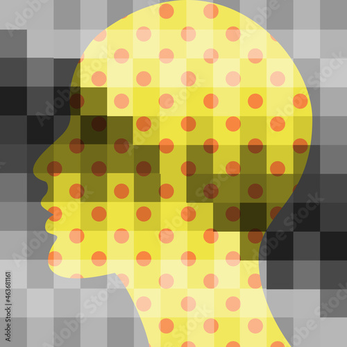 Schizophrenia concept, symbol of depresion, dementia. Vector ilustration.