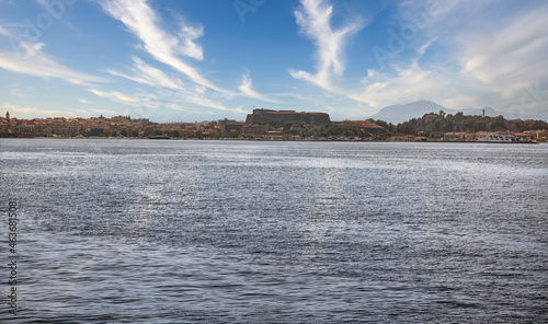 Corfu coast with dramatic sky  Greece.