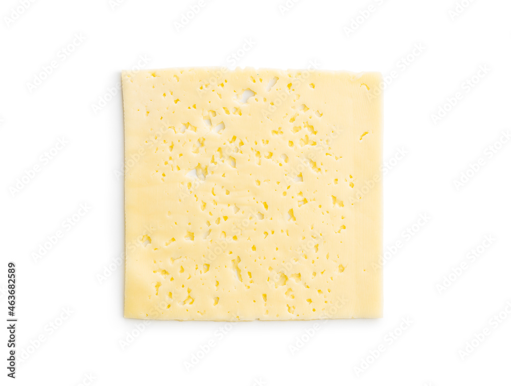 Sliced hard cheese.