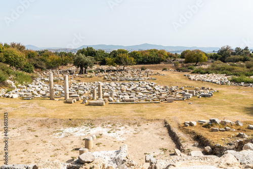 Ruins of Agora temple at the ancient Greek city Teos in Izmir province of Turkey. photo