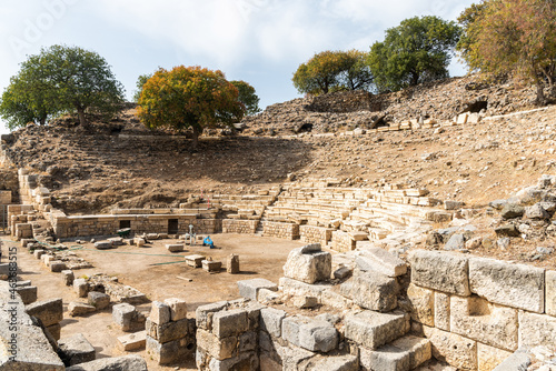 Ruins of the amphitheatre at ancient Greek city Teos in Izmir province of Turkey. photo
