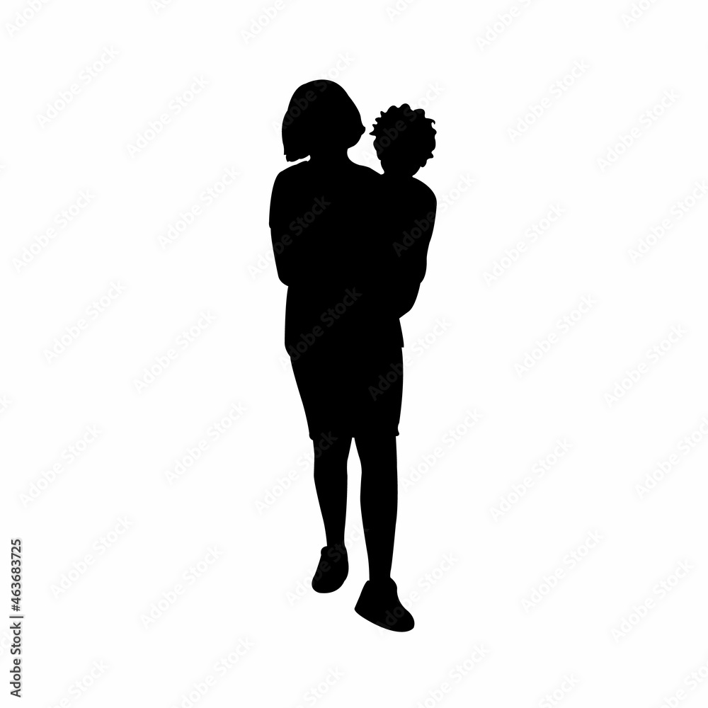 woman and baby, silhouette vector